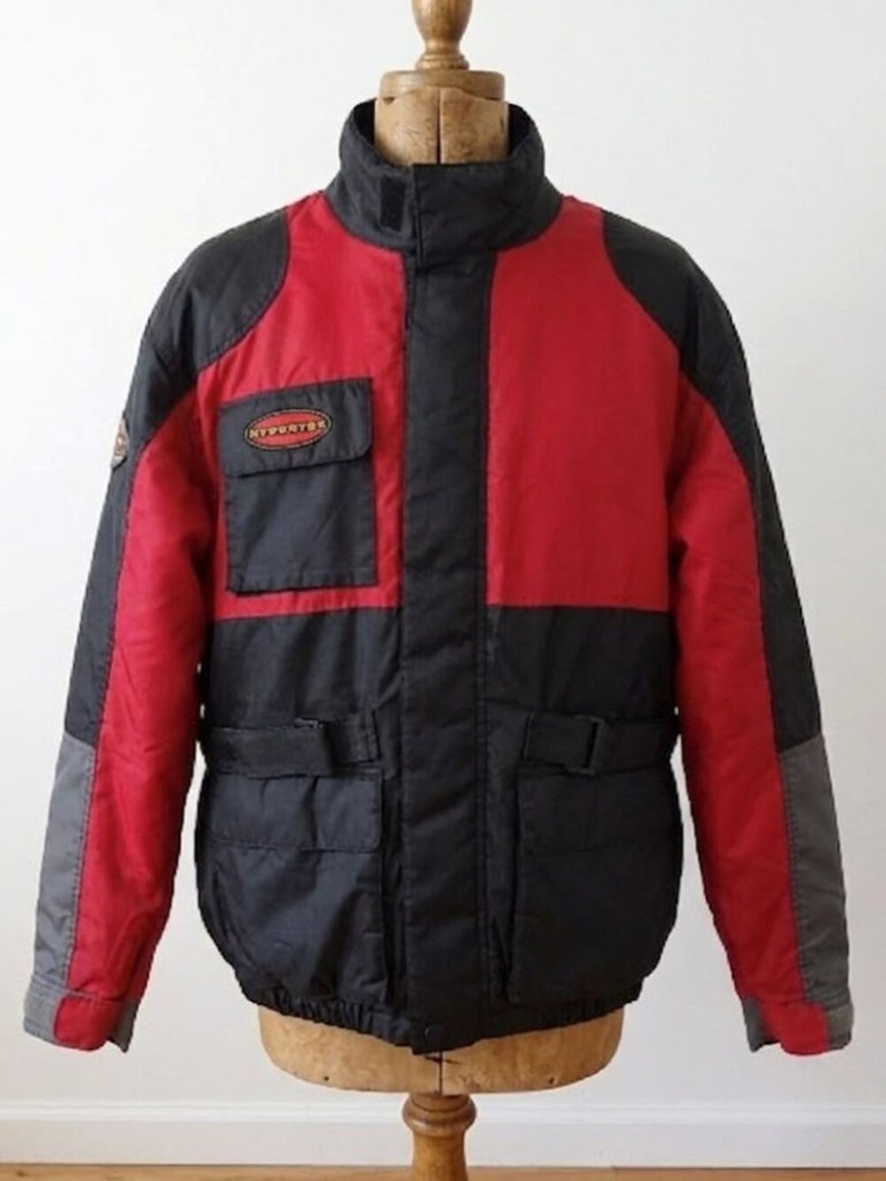 Firstgear Motorcycle Riding Jacket Mens Large L Red Black Quilted Hypertex Nylon